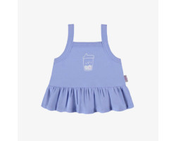 Lavender blue tank top with thin straps in cotton, baby