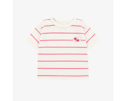 White and pink short sleeves T-shirt with stripes, Baby