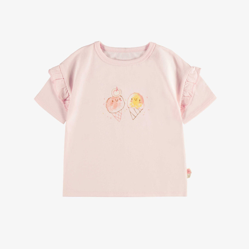 Light pink patterned short sleeve relaxed fit t-shirt, baby