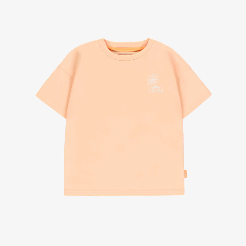 Peach short-sleeved t-shirt with illustrations, baby