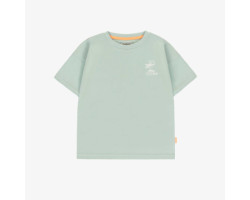 Sage green short-sleeved t-shirt with illustrations, baby