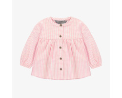 Pink and cream plaid long sleeves shirt, baby