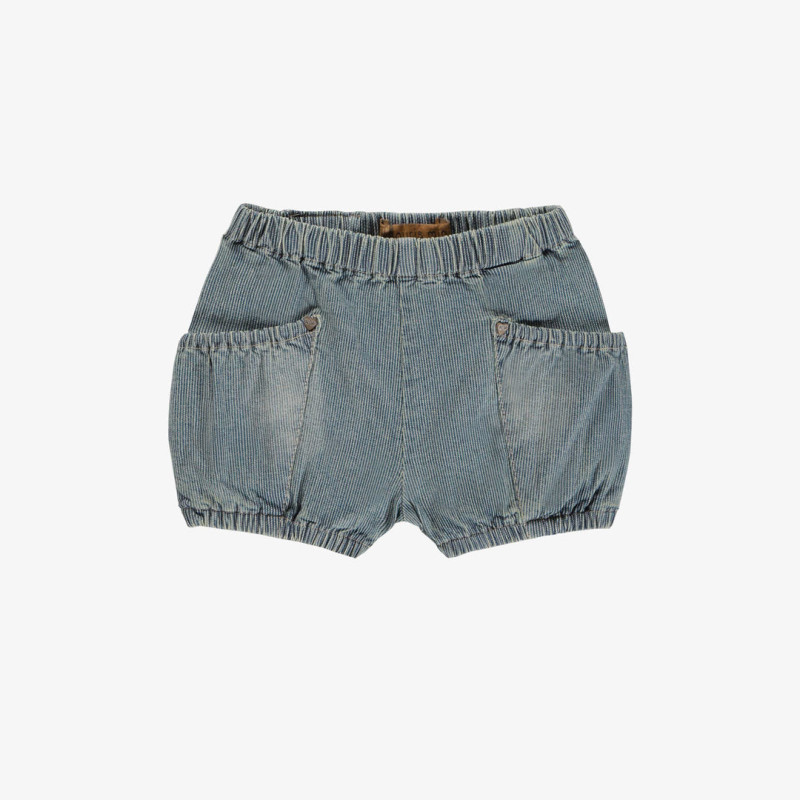 Loose fit short in railraod denim, baby