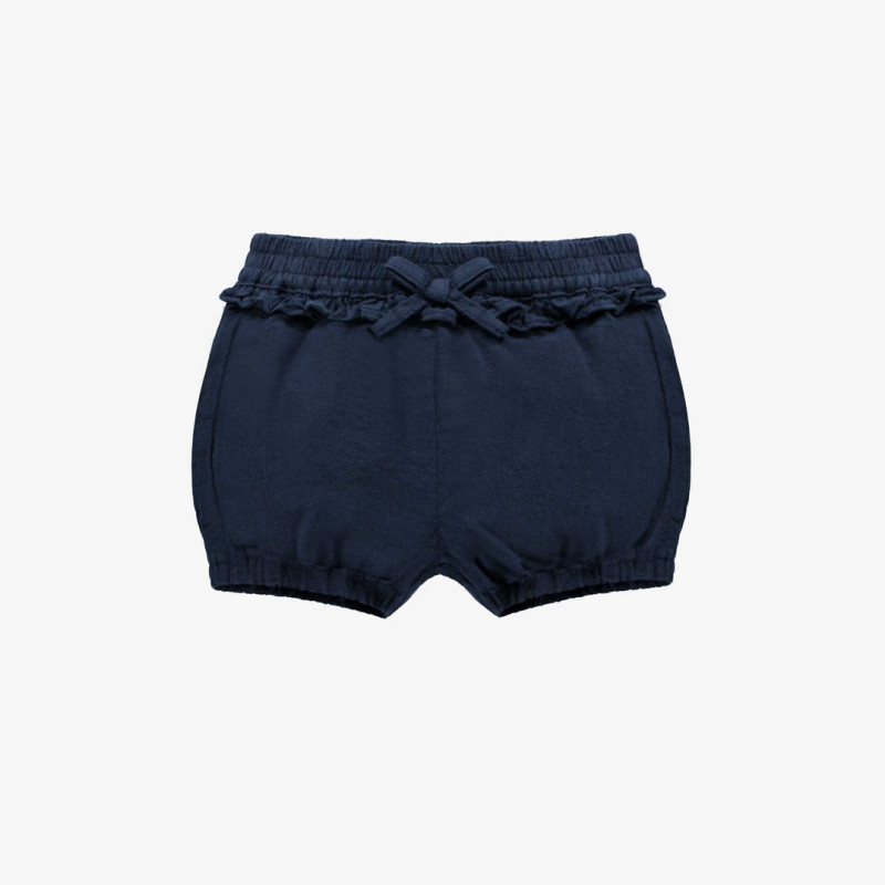 Navy relaxed fit short in linen and cotton, baby