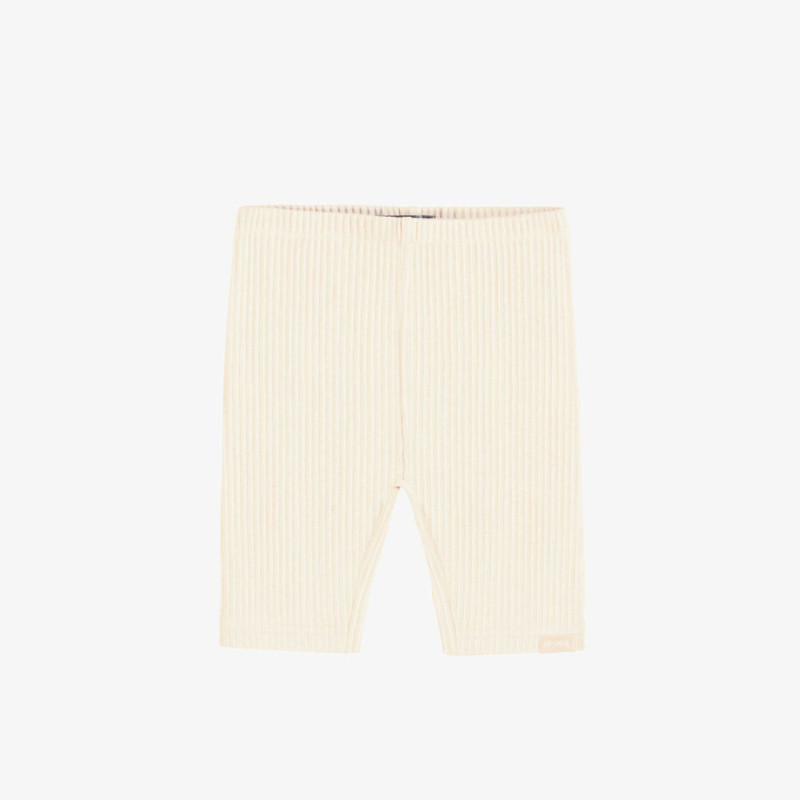 Cream ribbed knit short legging, baby