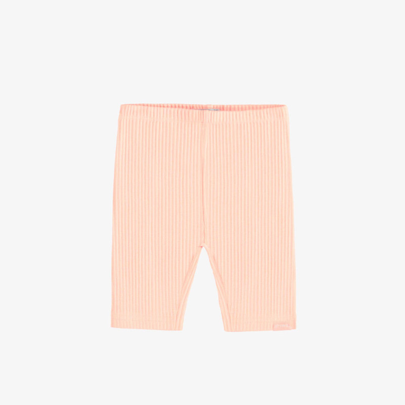 Peach ribbed knit short legging, baby