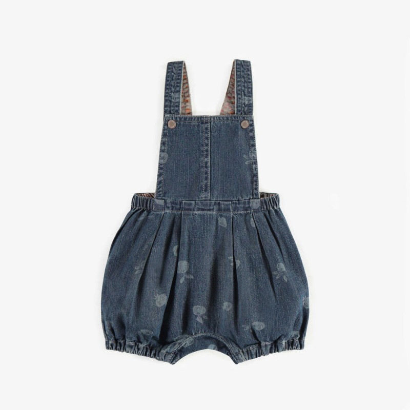 Light denim short puffy overall, baby