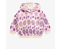 Cream hoodie with purple...