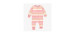 Striped pink, cream and orange one-piece pajama with long sleeves in ribbed knit, baby