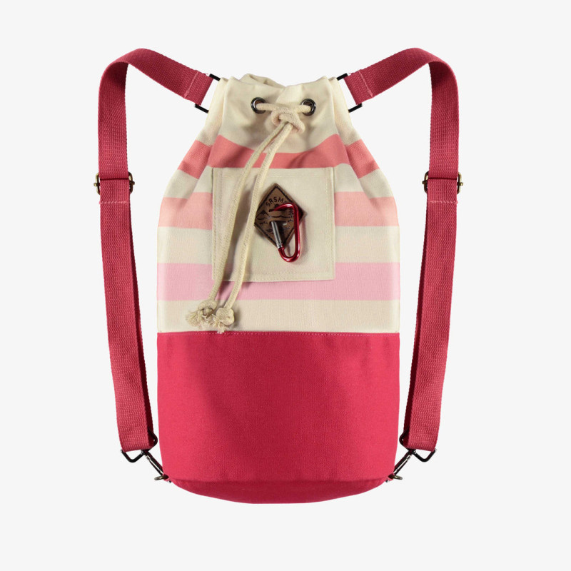 Beach bag with stripes in gradient of pink in cotton canvas, child