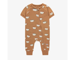 Brown one-piece pajamas with cups in cotton, baby