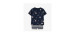 Two-piece navy pyjamas with ship-in-a-bottle all over print in soft cotton bottle, baby.