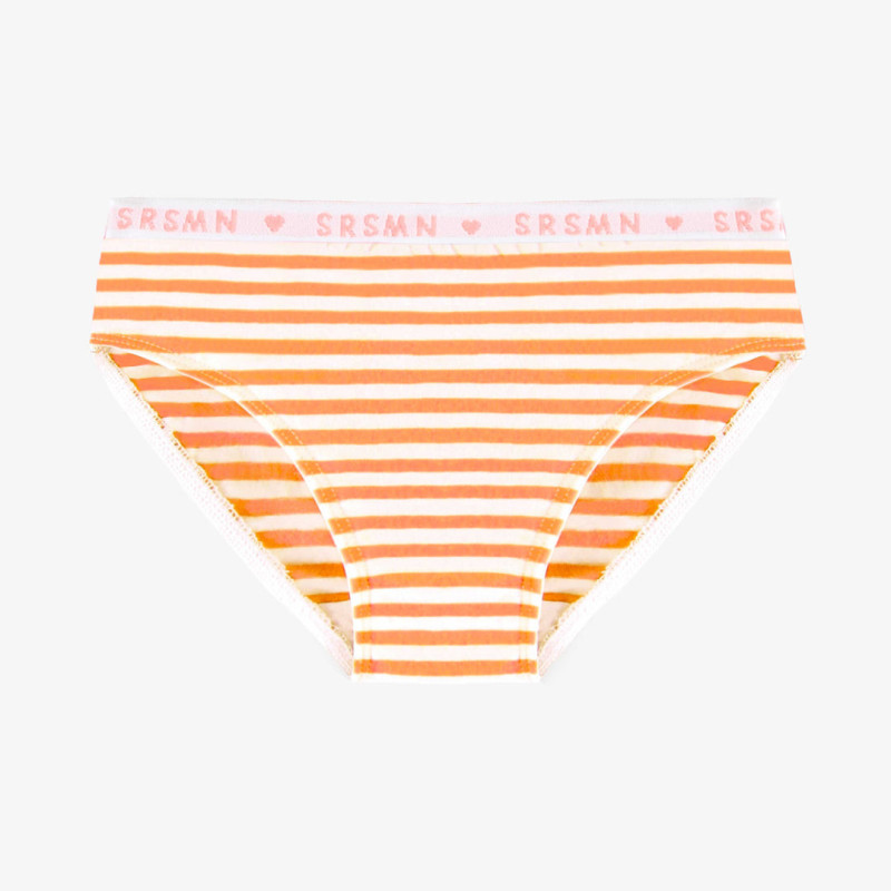 Tangerine and white bikini panties with stripes in jersey, child