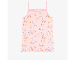 Pink camisole with bunnies and chickens print in stretch jersey, child