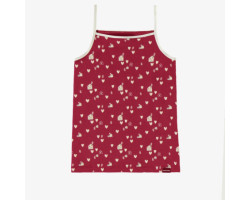 Red camisole with cream hearts print in stretch jersey, child