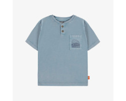 Blue short sleeves t-shirt with pocket in cotton, child