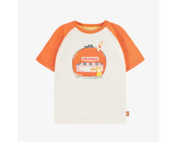 Cream and orange short sleeves t-shirt with print, child