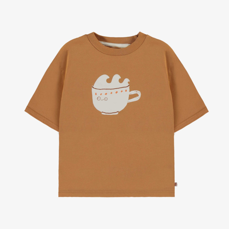 Caramel short-sleeved t-shirt in cotton, child