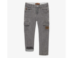 Regular fit pants in stretch dark blue denim, child