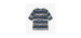 Navy short-sleeved striped swimming t-shirt with wave illustrations, child