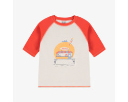 Cream and orange short sleeves swimming t-shirt, child