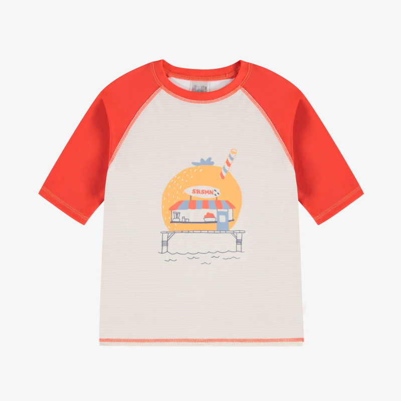 Cream and orange short sleeves swimming t-shirt, child