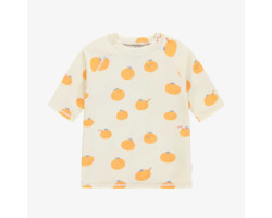 Short-sleeved cream t-shirt with orange print, child