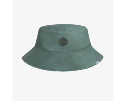 Green reversible bucket hat with tropical leaf pattern, child