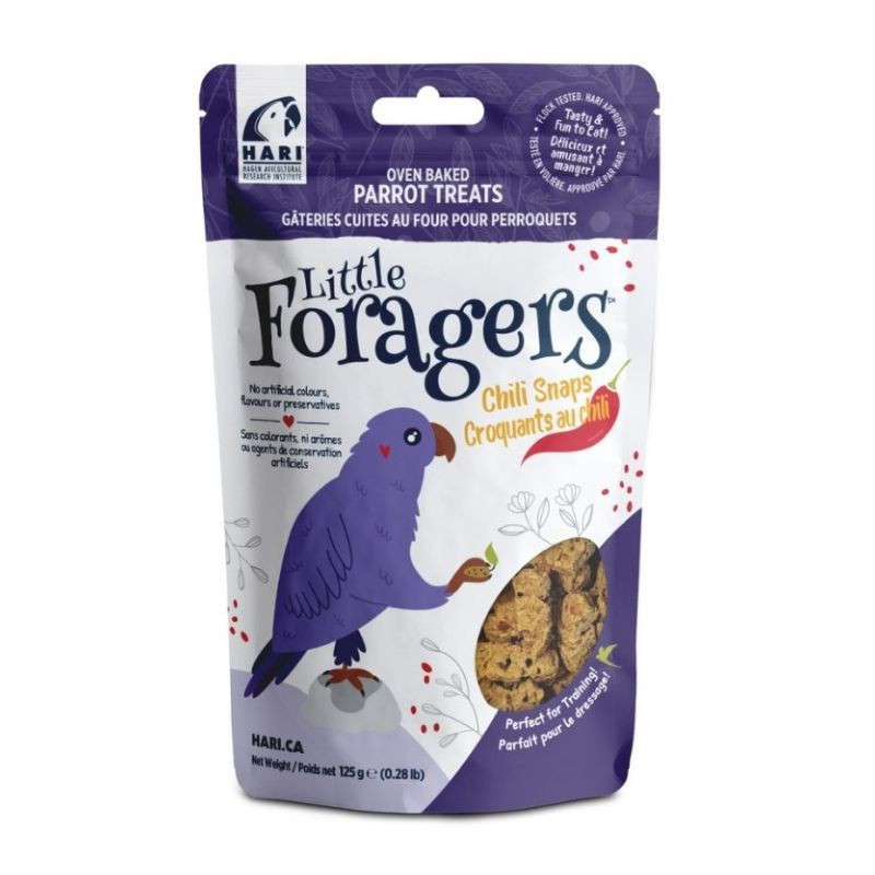 Gâteries Little Foragers cuites au four pour perroquets, Croquants au chili, 125g – HARI