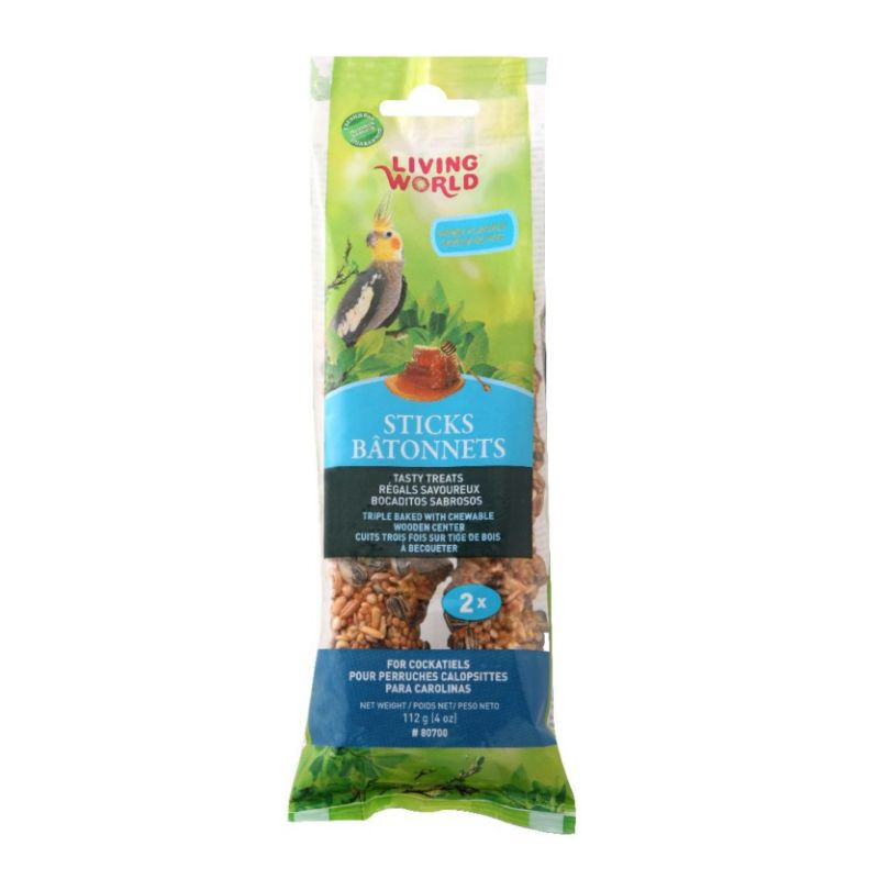 Bâtonnets pour cockatiels, saveur de miel, 112 g, paquet de 2, Living World