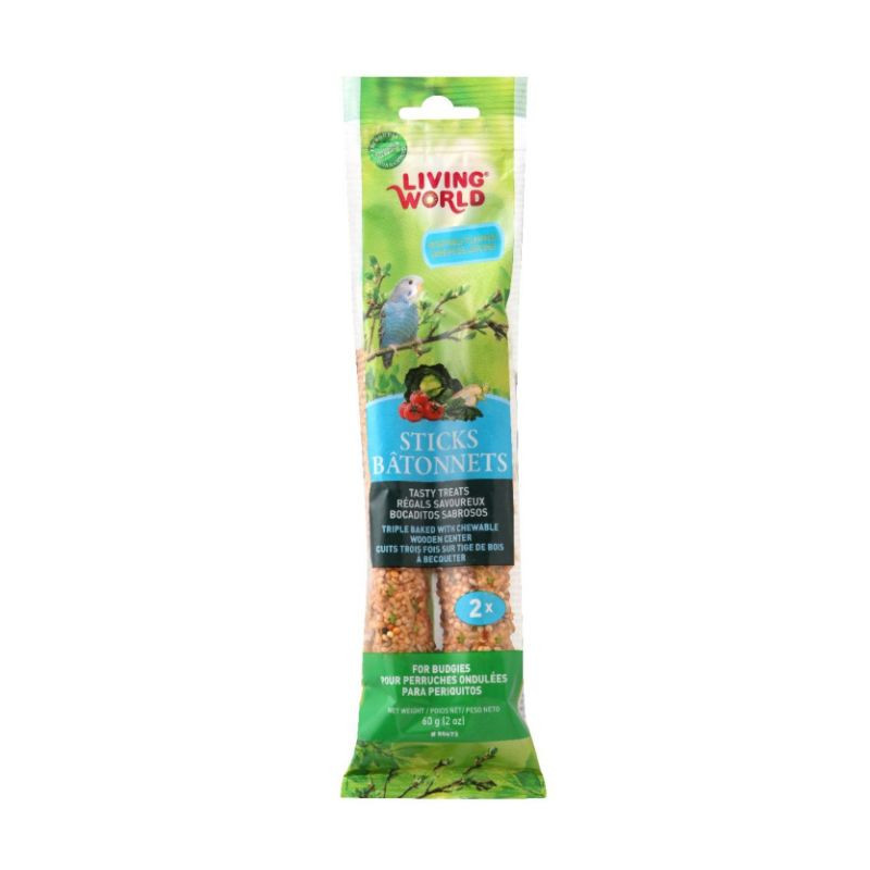 Bâtonnets pour perruches ondulées, saveur de légumes, 60 g, paquet de 2 – Living World