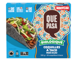 Que Pasa / 130 g Coquilles à taco biologiques - Maïs bleu