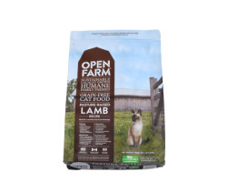 Dry cat food, raised lamb…