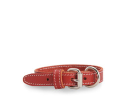 Mira Collier rouge en cuir cousu