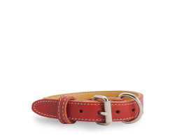 Mira Collier rouge en cuir cousu