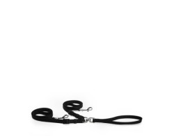 Black nylon double leash