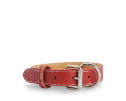 Mira Collier rouge en cuir cousu