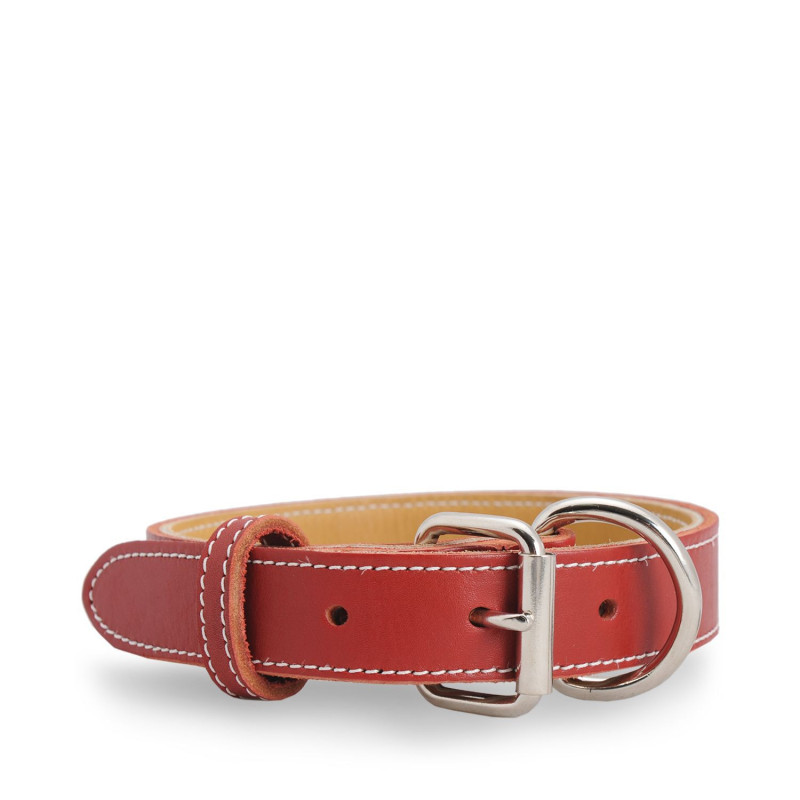 Red stitched leather collar