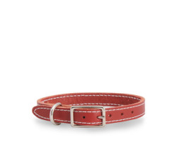 Mira Collier rouge en cuir cousu