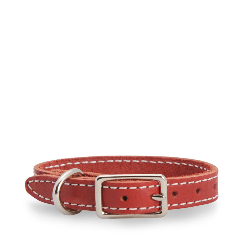 Mira Collier rouge en cuir cousu