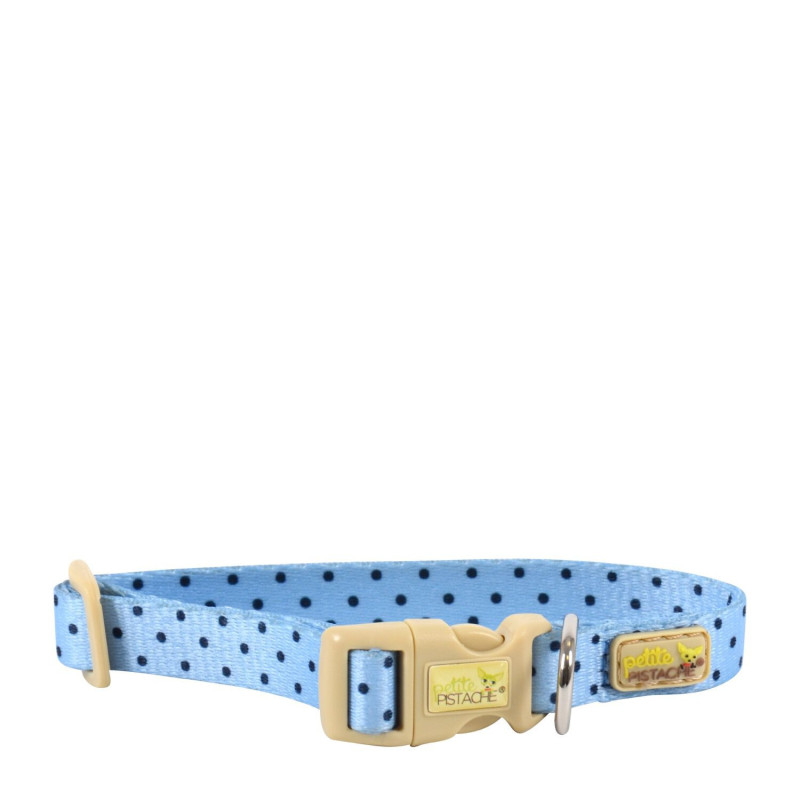 Collar for small dogs, blue polka dots