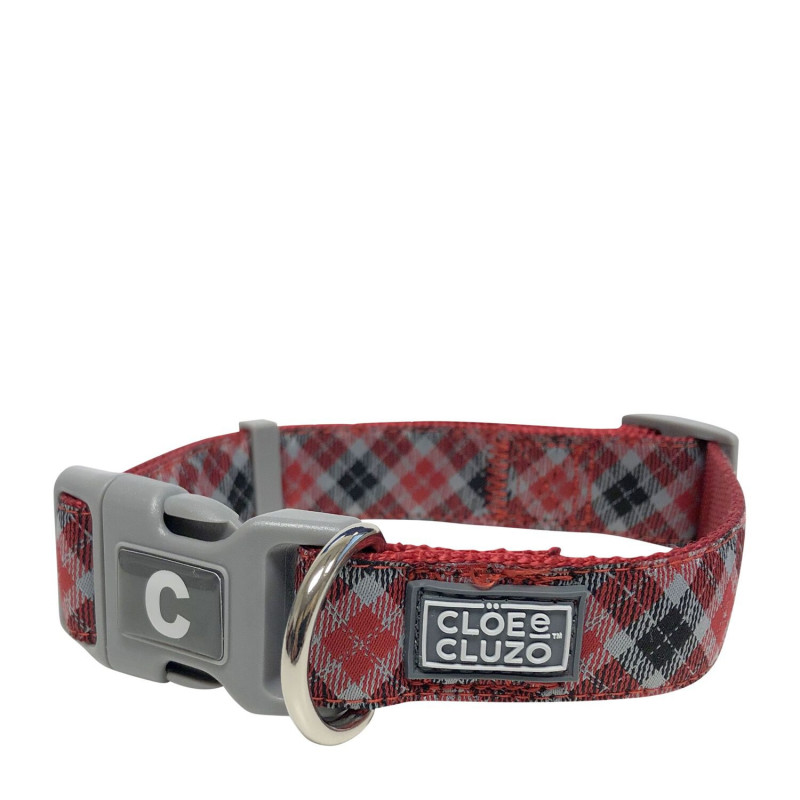 Adjustable dog collar, checkered