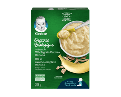 GERBER Céréales pour bébés biologique, blé et avoine complète banane, 208 g