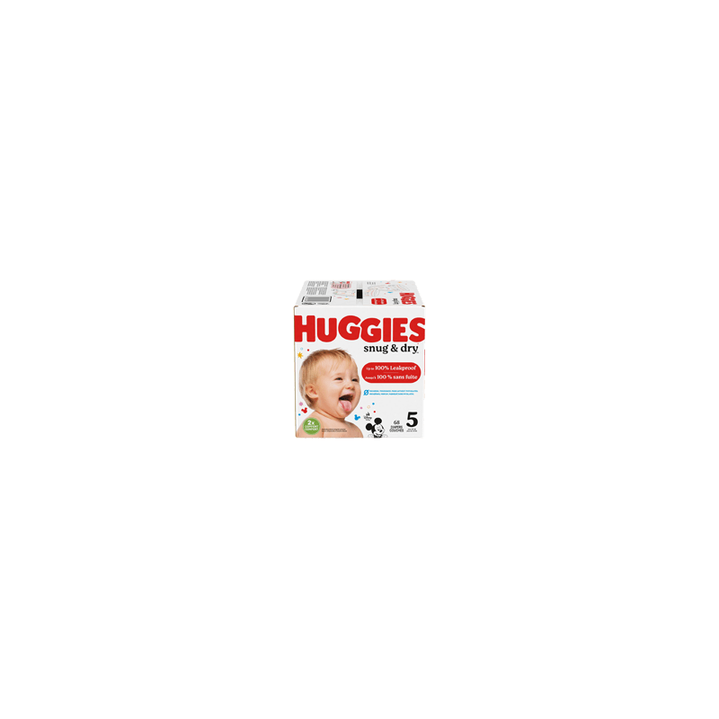 HUGGIES Snug & Dry couches pour bébés, taille 5, 68 unités