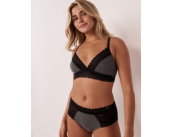 Bralette côtelée bordure de dentelle