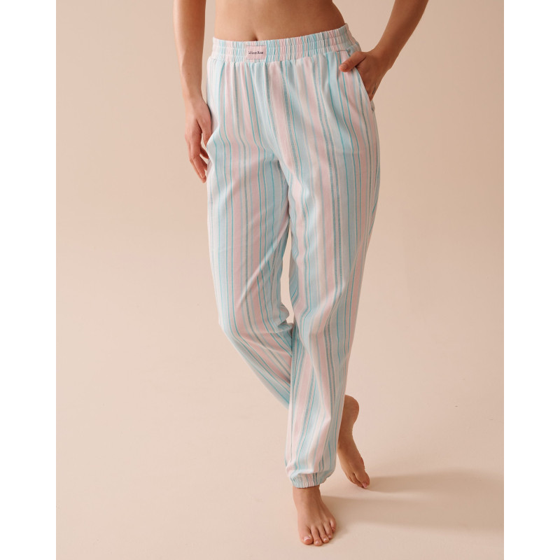 Pantalon de pyjama jogger en coton à rayures