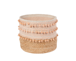 Panier en jute stripe nectar rose petit