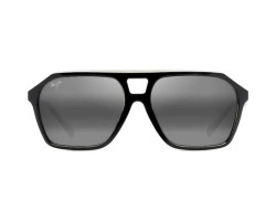 Wedges Aviator Sunglasses - Black Gloss Crystal Interior - Gray Polarized Lenses