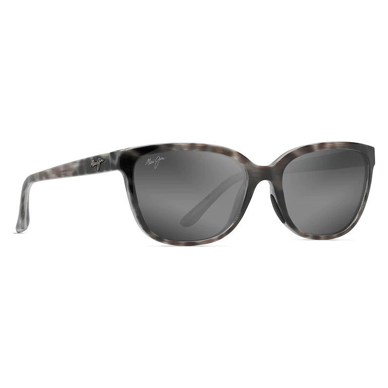 Honi Polarized Cat Eye Sunglasses - Striped Gray Tortoiseshell Frame - Neutral Gray Lens