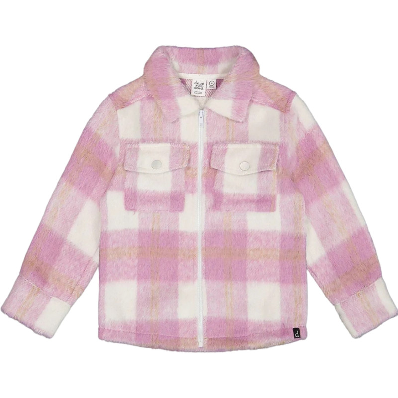 Wool-style overshirt with checked pockets - Big kids